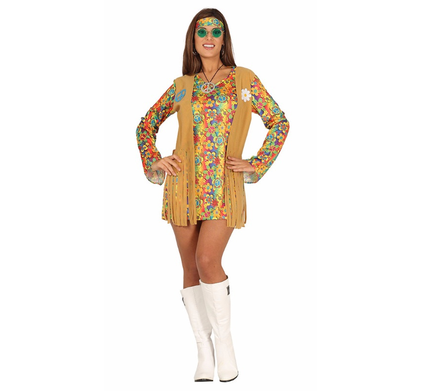 Disfraz hippie mujer chaleco Disfraz hippie mujer chaleco