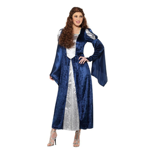 Disfraz dama medieval azul/plata mujer Disfraz dama medieval azul/plata mujer