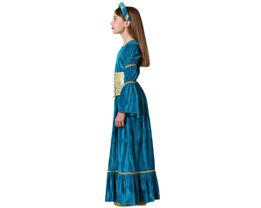 Disfraz reina medieval azul infantil Disfraz reina medieval azul infantil