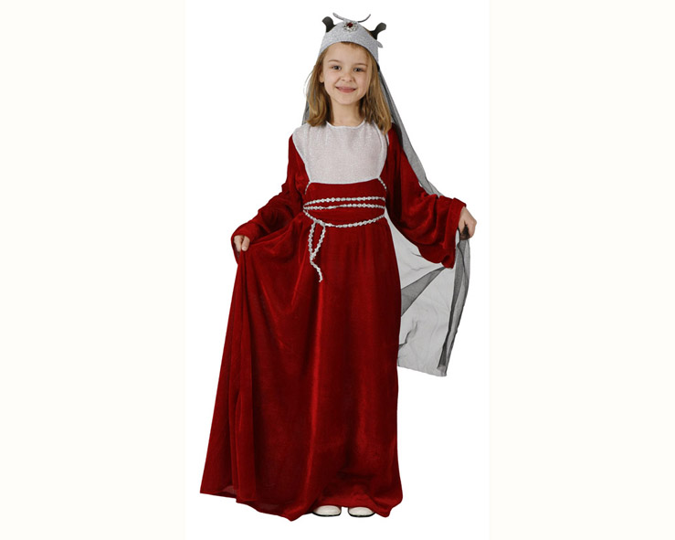 Disfraz reina medieval roja infantil Disfraz reina medieval roja infantil