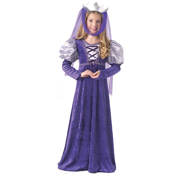 Disfraz reina medieval morado infantil Disfraz reina medieval morado infantil