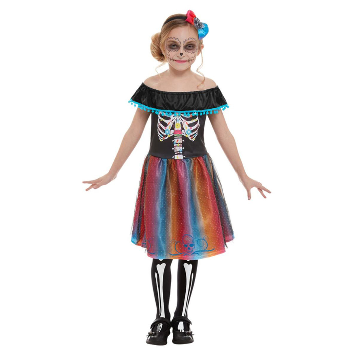 Disfraz de Katrina multicolor infantil Disfraz de Katrina multicolor infantil