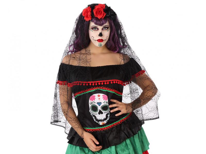 Diadema flores y velo catrina Diadema flores y velo catrina