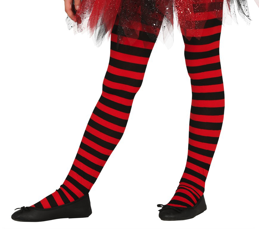 Pantys rayas rojo/negro infantil Pantys rayas rojo/negro infantil