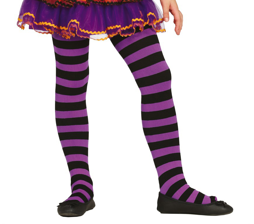 Pantys rayas morado/negro infantil Pantys rayas morado/negro infantil