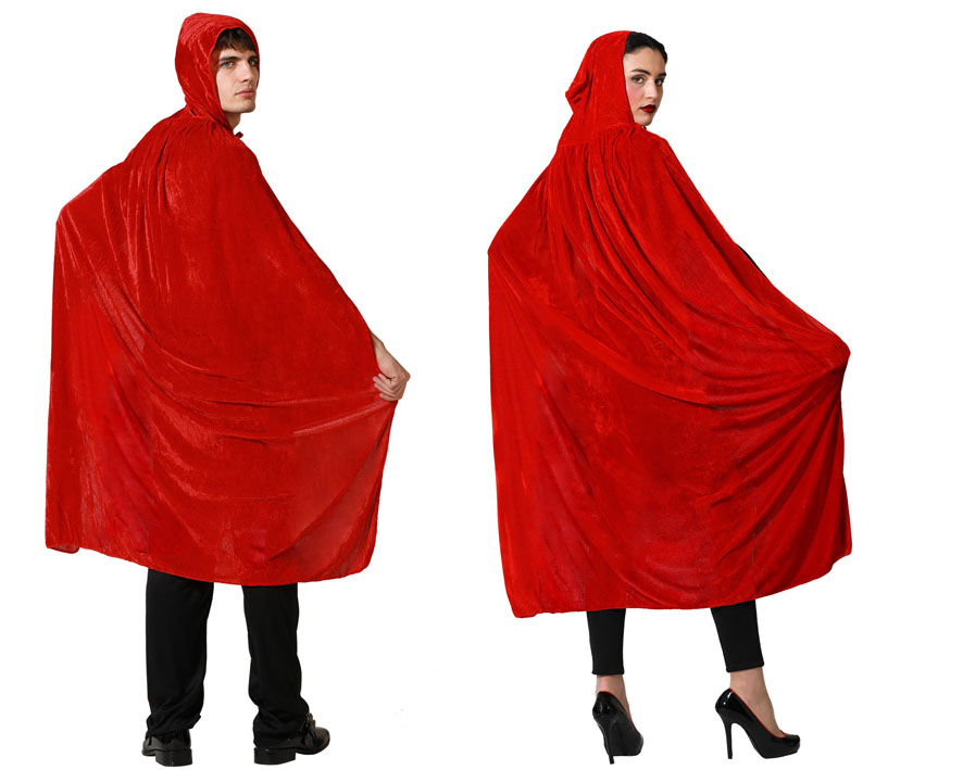 Capa terciopelo roja con capucha adulto Capa terciopelo roja con capucha adulto