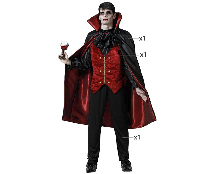 Disfraz vampiro borgoña adulto Disfraz vampiro borgoña adulto