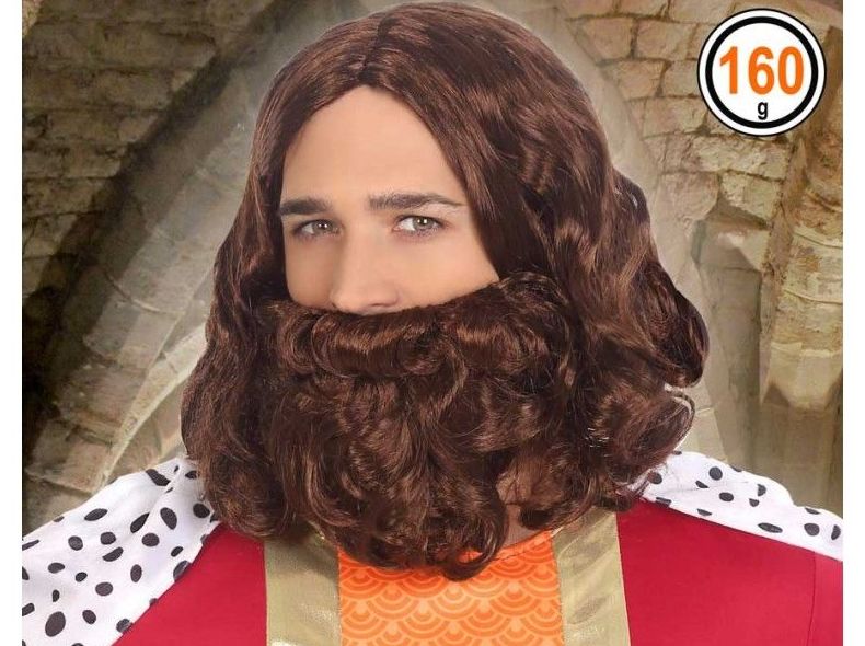 Peluca y barba rey castaño Peluca y barba rey castaño