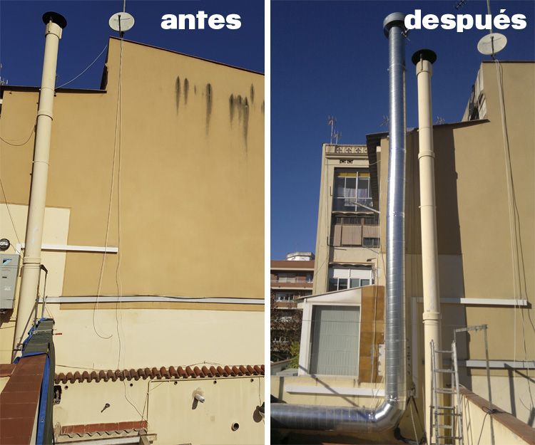 Extracción de aire industrial antes y después