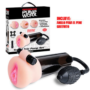 Pump worx bomba de erección con masturbador - Pump worx travel trio pump set