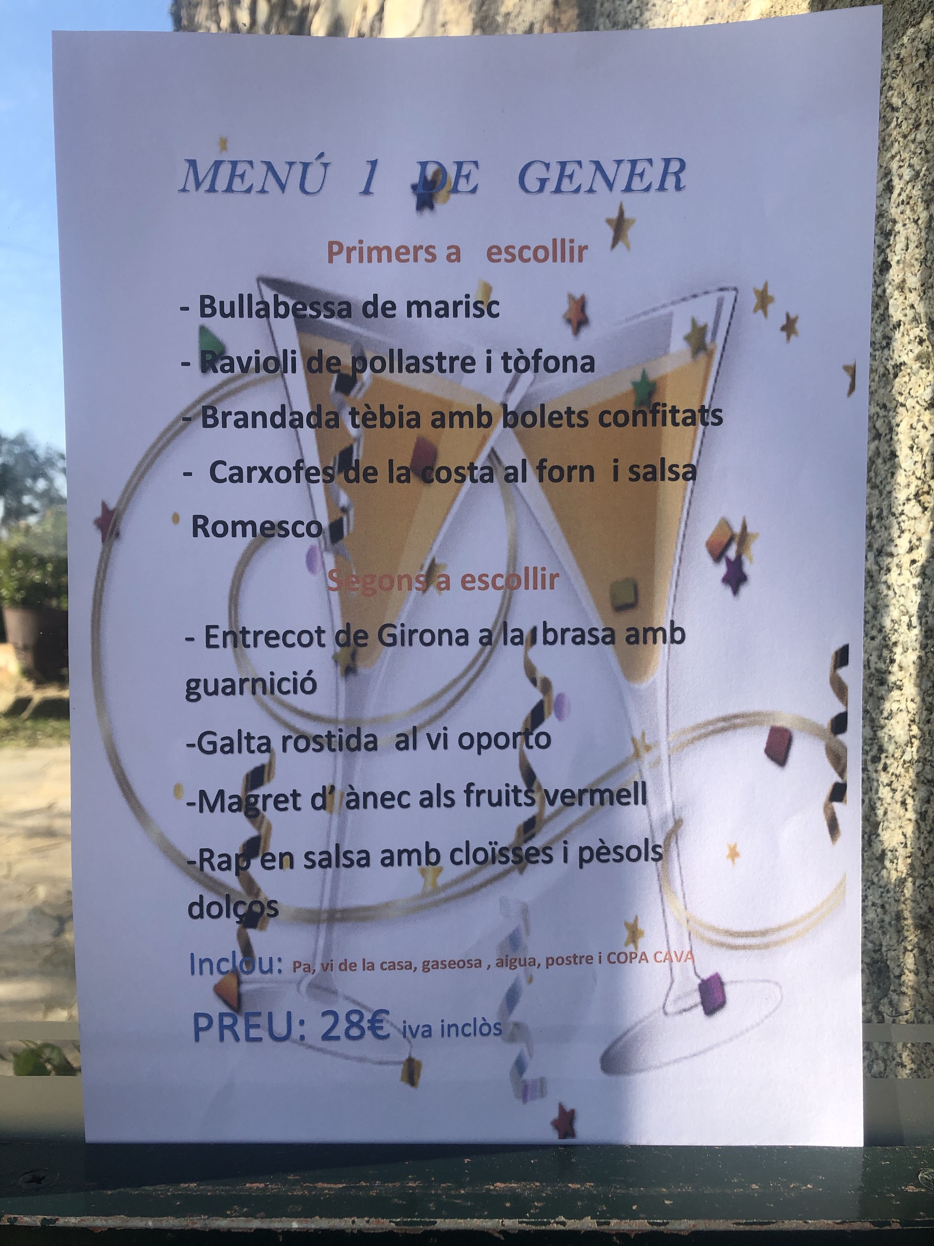 Menú 1 de Enero: Carta de Cuina Cal Nano Menú 1 de Enero: Carta de Cuina Cal Nano