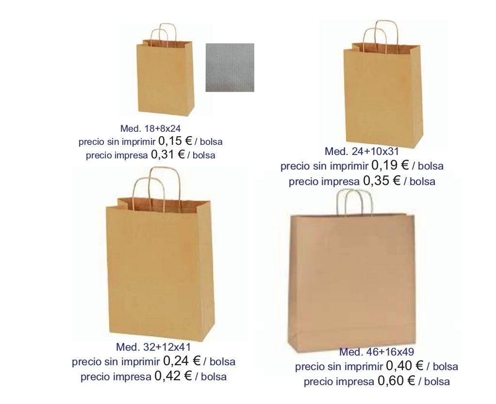 Bolsas kraft liso modelo tierra - asa retorcida Bolsas kraft liso modelo tierra - asa retorcida