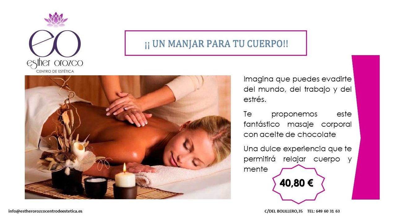 MASAJE CON ACEITES DE CHOCOLATE - Relax total MASAJE CON ACEITES DE CHOCOLATE - Relax total