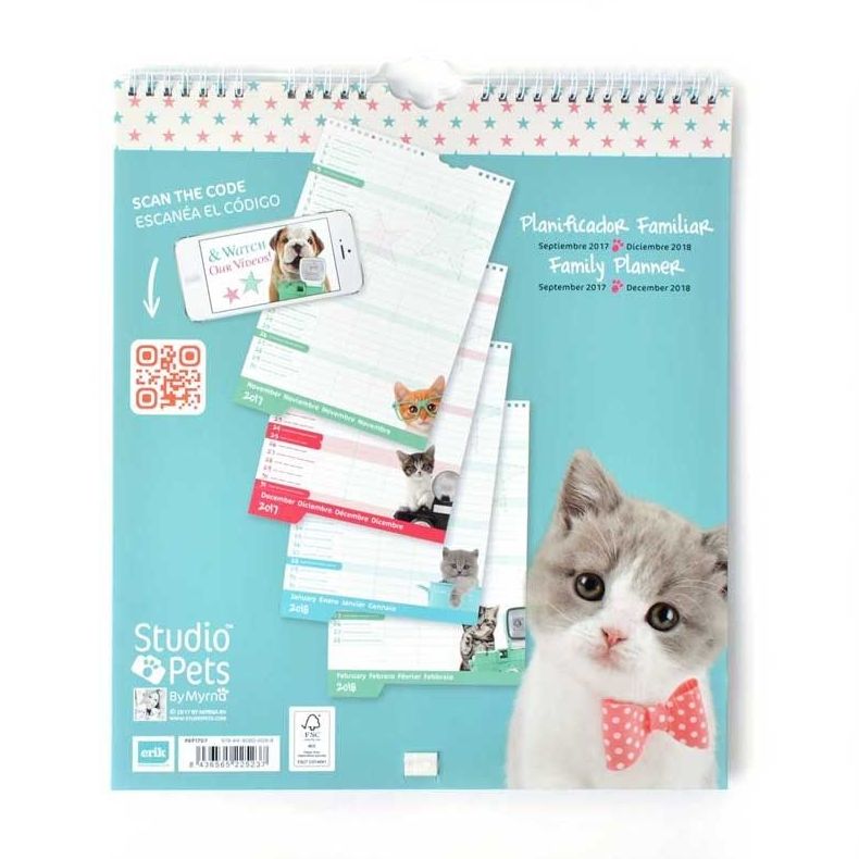 Calendario planificador familiar 2017/2018 Studio Pets Cat Camera Calendario planificador familiar 2017/2018 Studio Pets Cat Camera