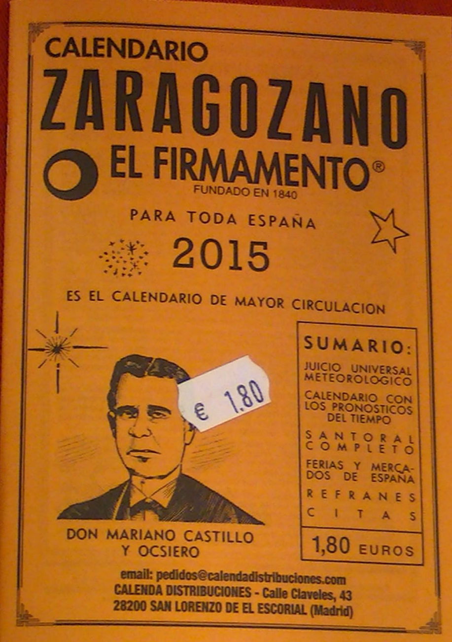 Calendario zaragozano de mesa o bolsillo Calendario zaragozano de mesa o bolsillo