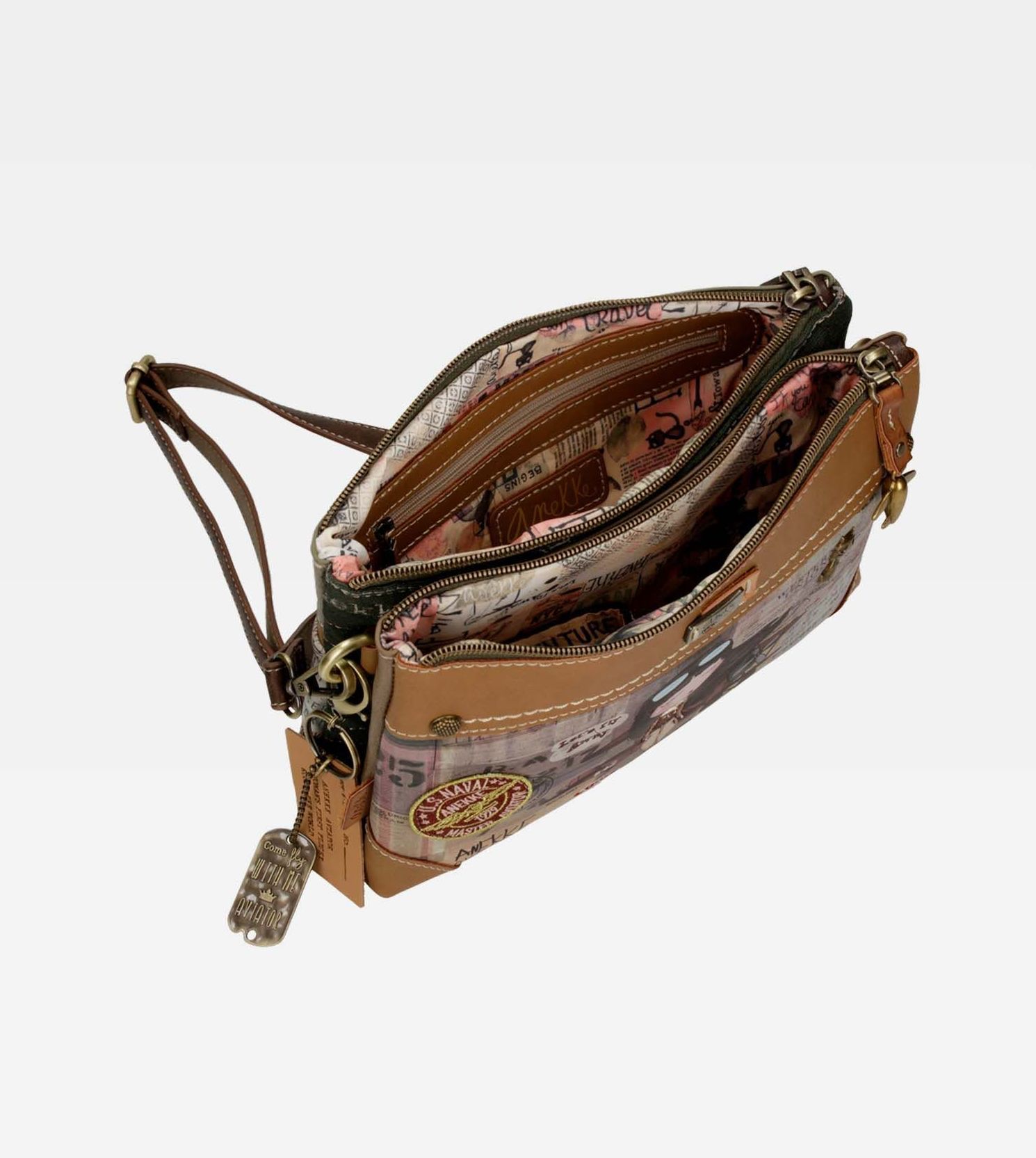 Bolso bandolera doble Anneke Aviator. 26x5x19 cm Bolso bandolera doble Anneke Aviator. 26x5x19 cm