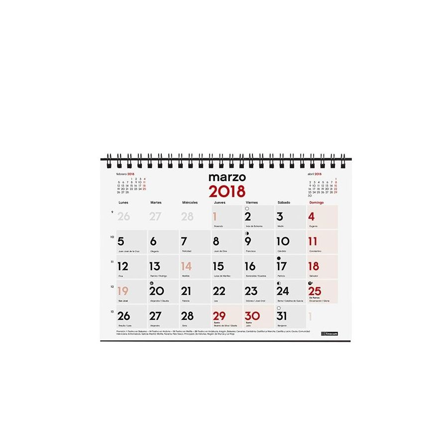 Calendario de sobremesa 2018. FINOCAM Calendario de sobremesa 2018. FINOCAM