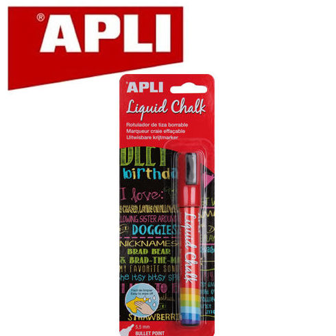 Rotulador tiza borrable rojo trazo 5,5mm punta redonda Apli 13954. 8410782139577 Rotulador tiza borrable rojo trazo 5,5mm punta redonda Apli 13954. 8410782139577