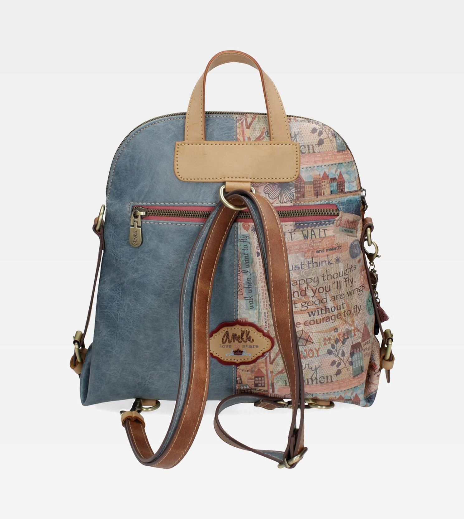 Mochila original de mujer de paseo azul Anneke Liberty. 23/30,5x11,5x31 cm Mochila original de mujer de paseo azul Anneke Liberty. 23/30,5x11,5x31 cm