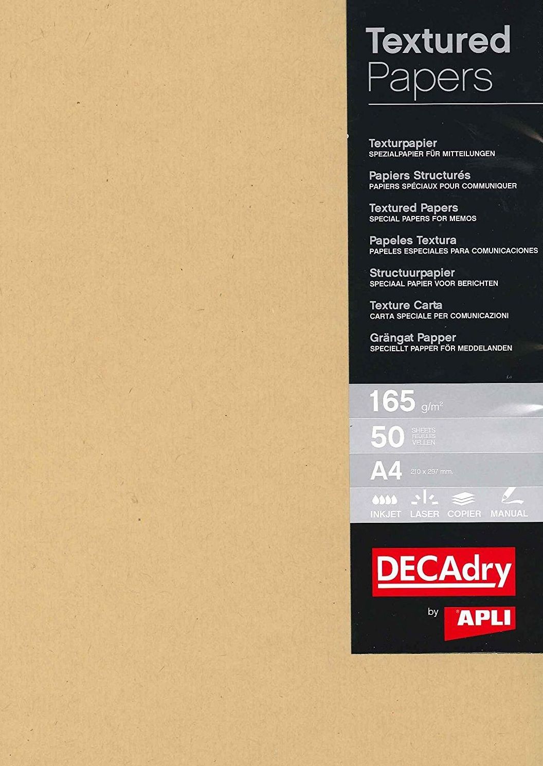 Papel verjurado kraft natural A4 165Gr. 50 Hojas Apli PCL1596. 5413493162998 Papel verjurado kraft natural A4 165Gr. 50 Hojas Apli PCL1596. 5413493162998