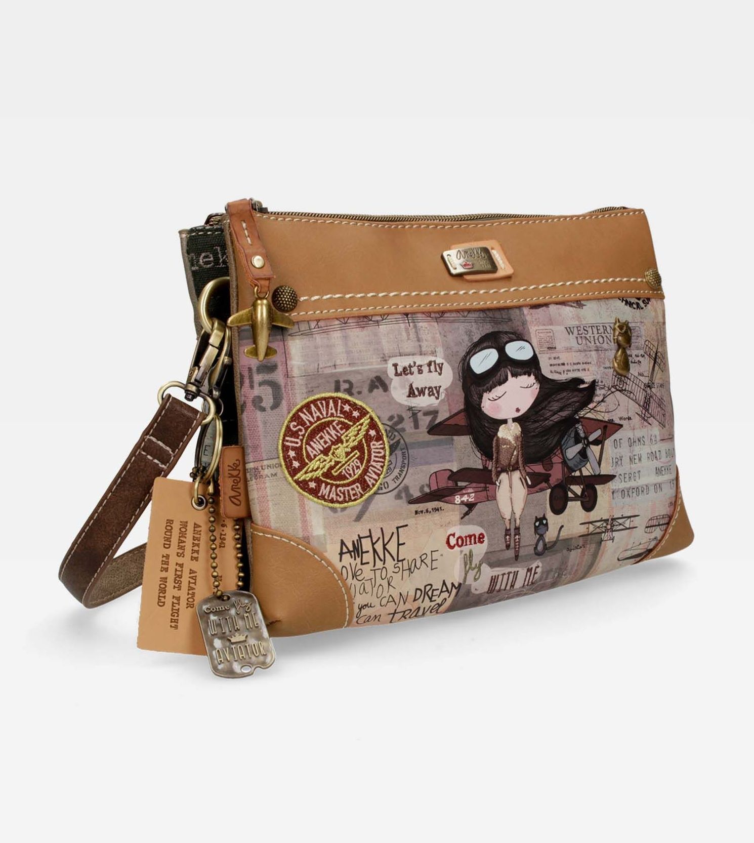 Bolso bandolera doble Anneke Aviator. 26x5x19 cm Bolso bandolera doble Anneke Aviator. 26x5x19 cm