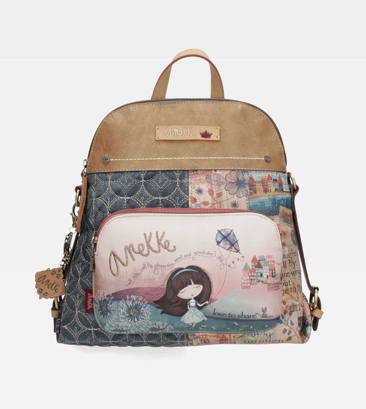 Mochila original de mujer de paseo azul Anneke Liberty. 23/30,5x11,5x31 cm Mochila original de mujer de paseo azul Anneke Liberty. 23/30,5x11,5x31 cm