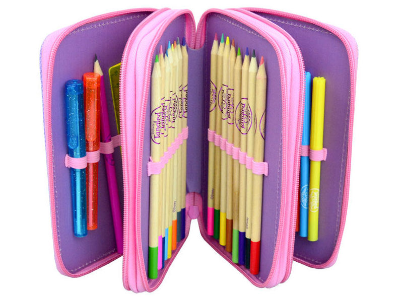 Estuche pinturas Rapunzel. Triple cremallera Estuche pinturas Rapunzel. Triple cremallera
