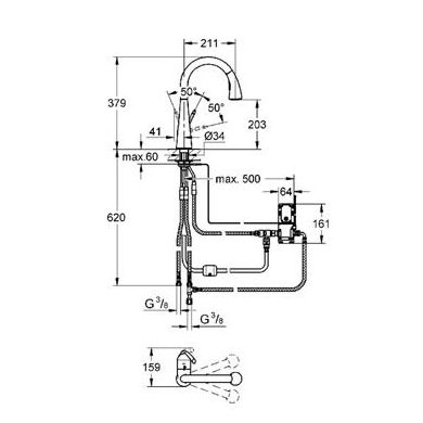 Monomando cocina extraíble ZEDRA TOUCH CROMO-MATE GROHE Monomando cocina extraíble ZEDRA TOUCH CROMO-MATE GROHE