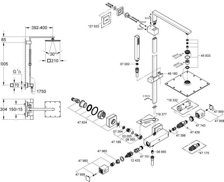 Sistema de ducha EUPHORIA CUBE SYSTEM GROHE Sistema de ducha EUPHORIA CUBE SYSTEM GROHE