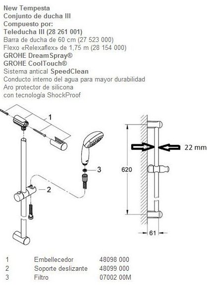 Conjunto de ducha con barra NEW TEMPESTA GROHE Conjunto de ducha con barra NEW TEMPESTA GROHE