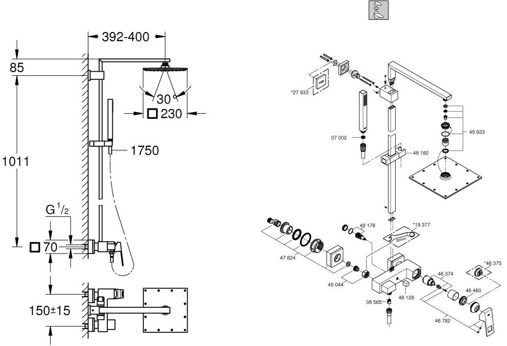 Sistema de ducha EUROCUBE GROHE Sistema de ducha EUROCUBE GROHE