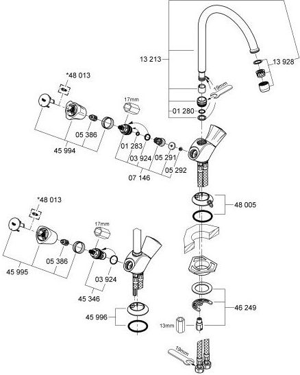 Monoblock fregadera vertical cerámico FLEXIBLE COSTA S GROHE Monoblock fregadera vertical cerámico FLEXIBLE COSTA S GROHE