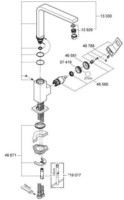Monomando cocina EUROCUBE GROHE Monomando cocina EUROCUBE GROHE