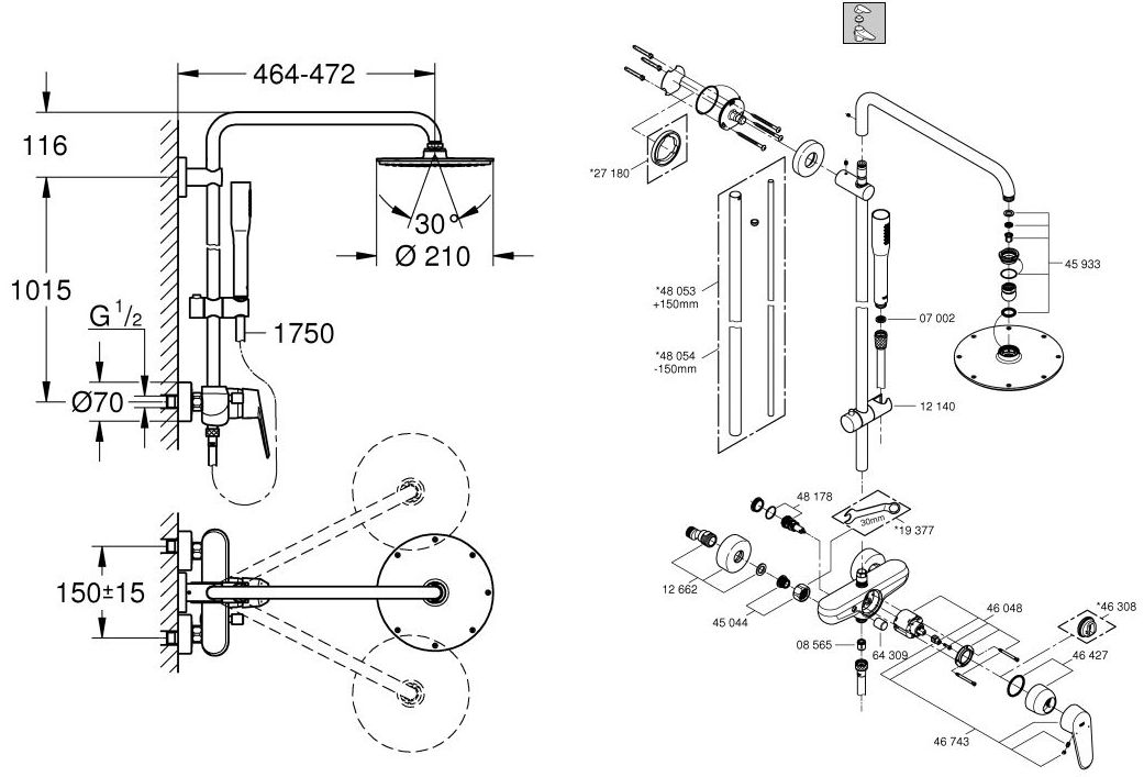 Sistema de ducha EURODISC COSMO GROHE Sistema de ducha EURODISC COSMO GROHE