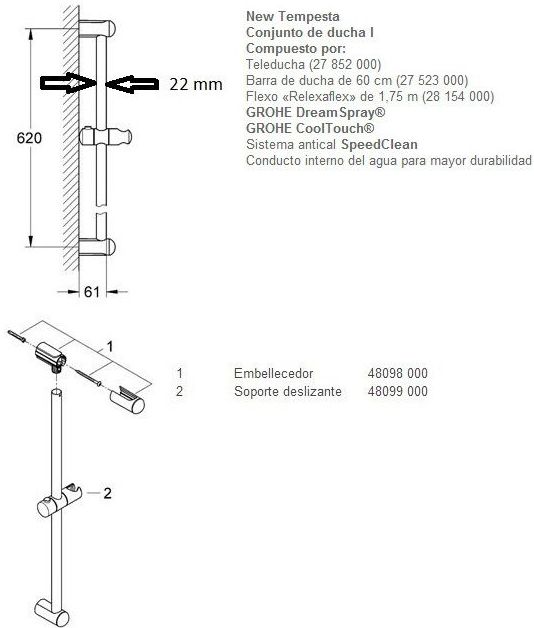 Conjunto de ducha con barra NEW TEMPESTA GROHE Conjunto de ducha con barra NEW TEMPESTA GROHE