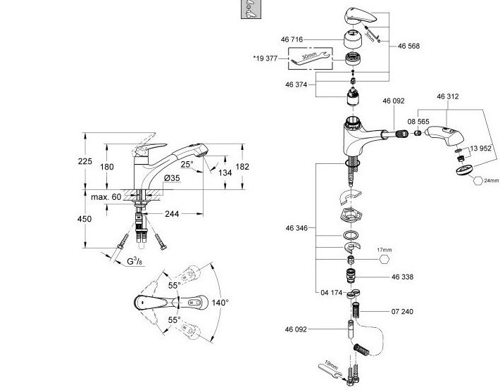 Monomando cocina EURODISC GROHE Monomando cocina EURODISC GROHE