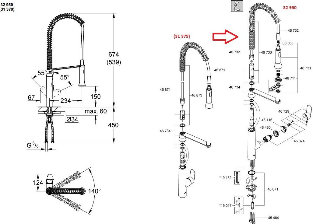 Monomando cocina profesional K7 Monomando cocina profesional K7
