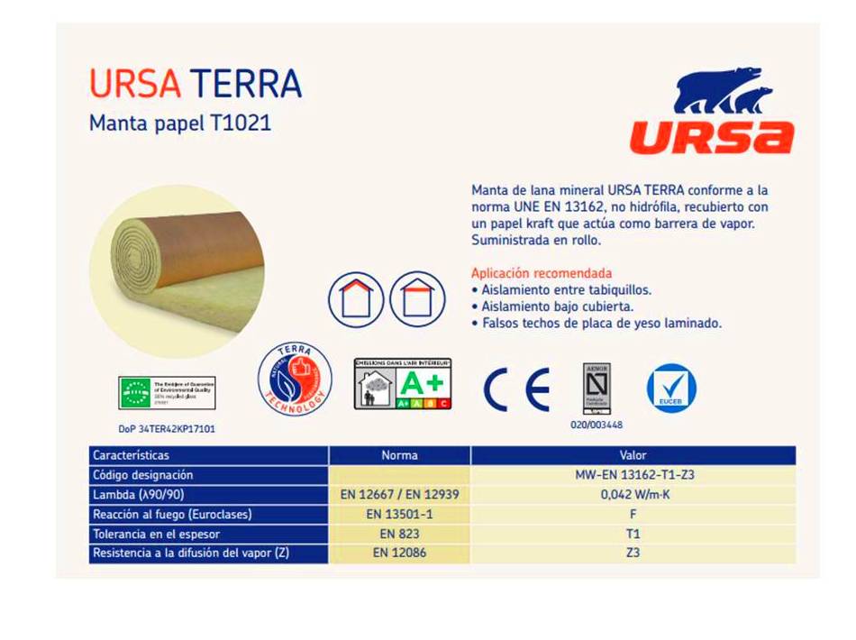 Ursa TERRA Manta papel T1021: Materiales - Distribuciones de AISLAMIENTOS LORSAN Ursa TERRA Manta papel T1021: Materiales - Distribuciones de AISLAMIENTOS LORSAN