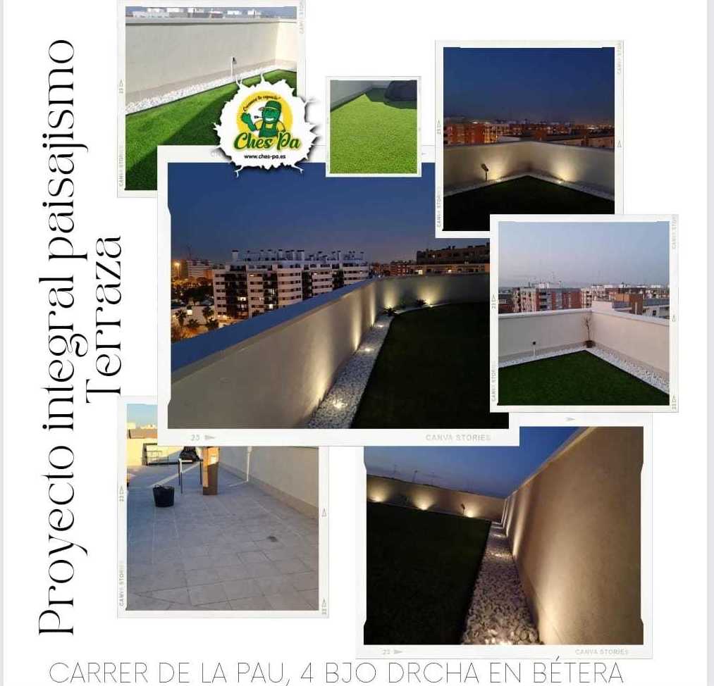 Proyecto integral paisajismo en terraza con césped artificial en Valencia 