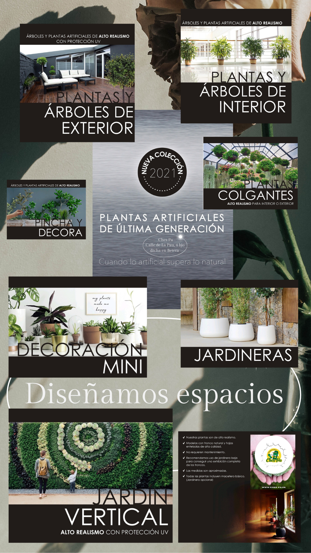 Diseñamos espacios, plantas, árboles, jardín vertical artificial, jardineras ,.......