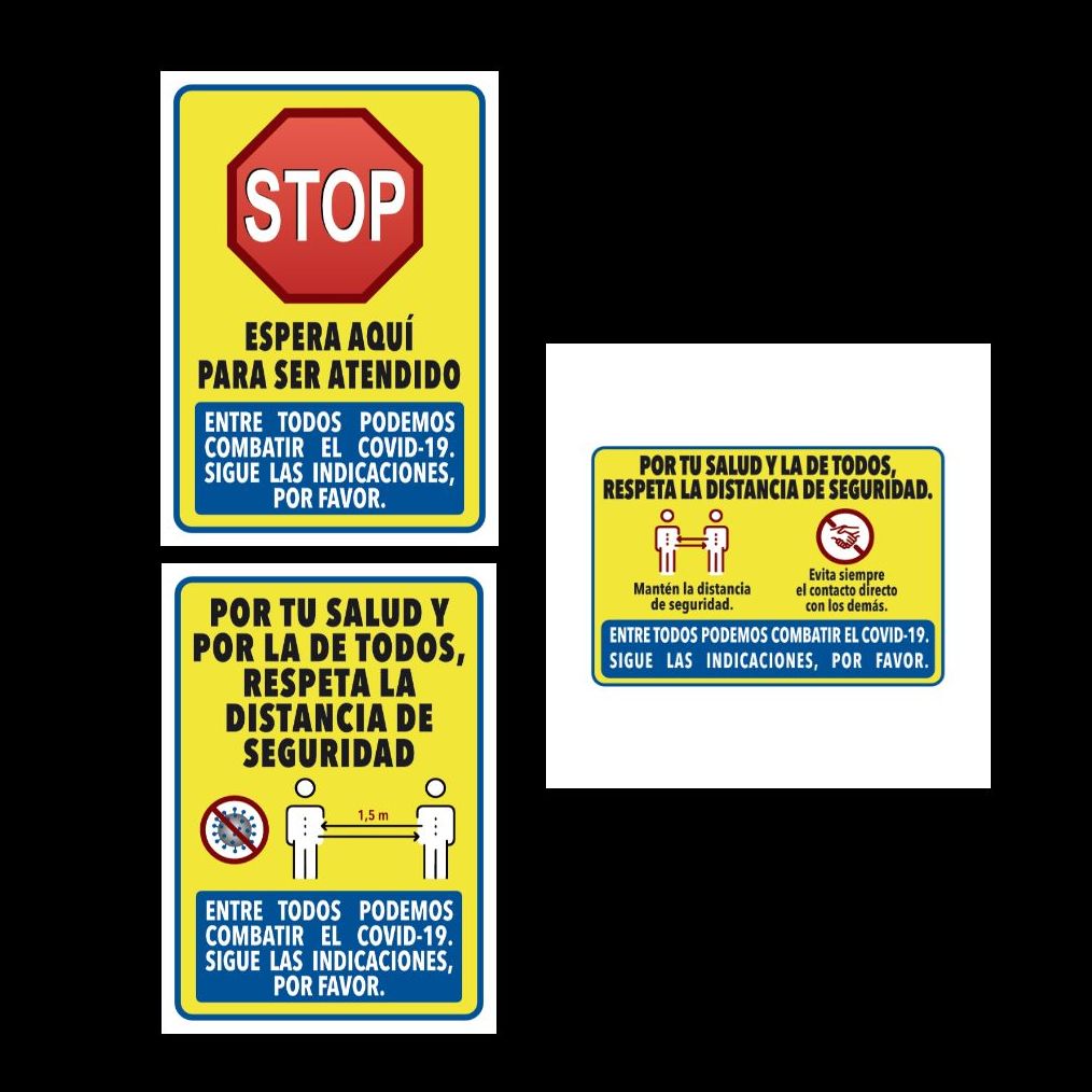Pancartas informativas Covid19 Pack 3: Productos y servicios de Prieto Larrey Pancartas informativas Covid19 Pack 3: Productos y servicios de Prieto Larrey