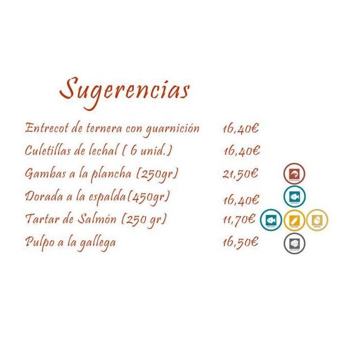 Sugerencias: Carta de Bar Restaurante Doña Elena Sugerencias: Carta de Bar Restaurante Doña Elena