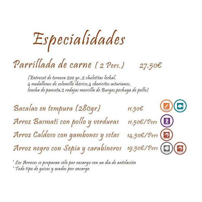 Especialidades: Carta de Bar Restaurante Doña Elena Especialidades: Carta de Bar Restaurante Doña Elena
