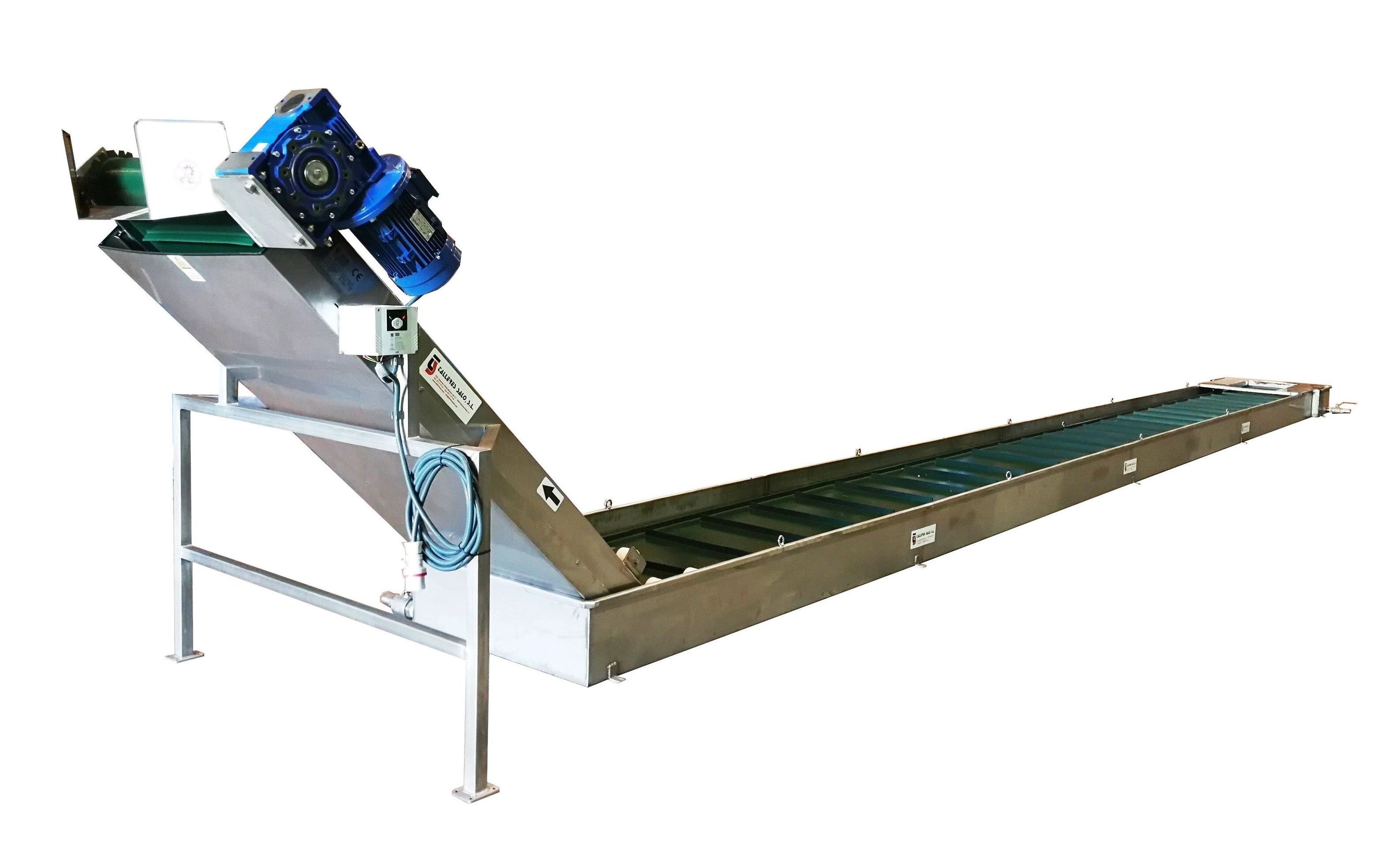 Cinta Transportadora Inox PVC inundada en deposito para enfriamiento Cinta Transportadora Inox PVC inundada en deposito para enfriamiento