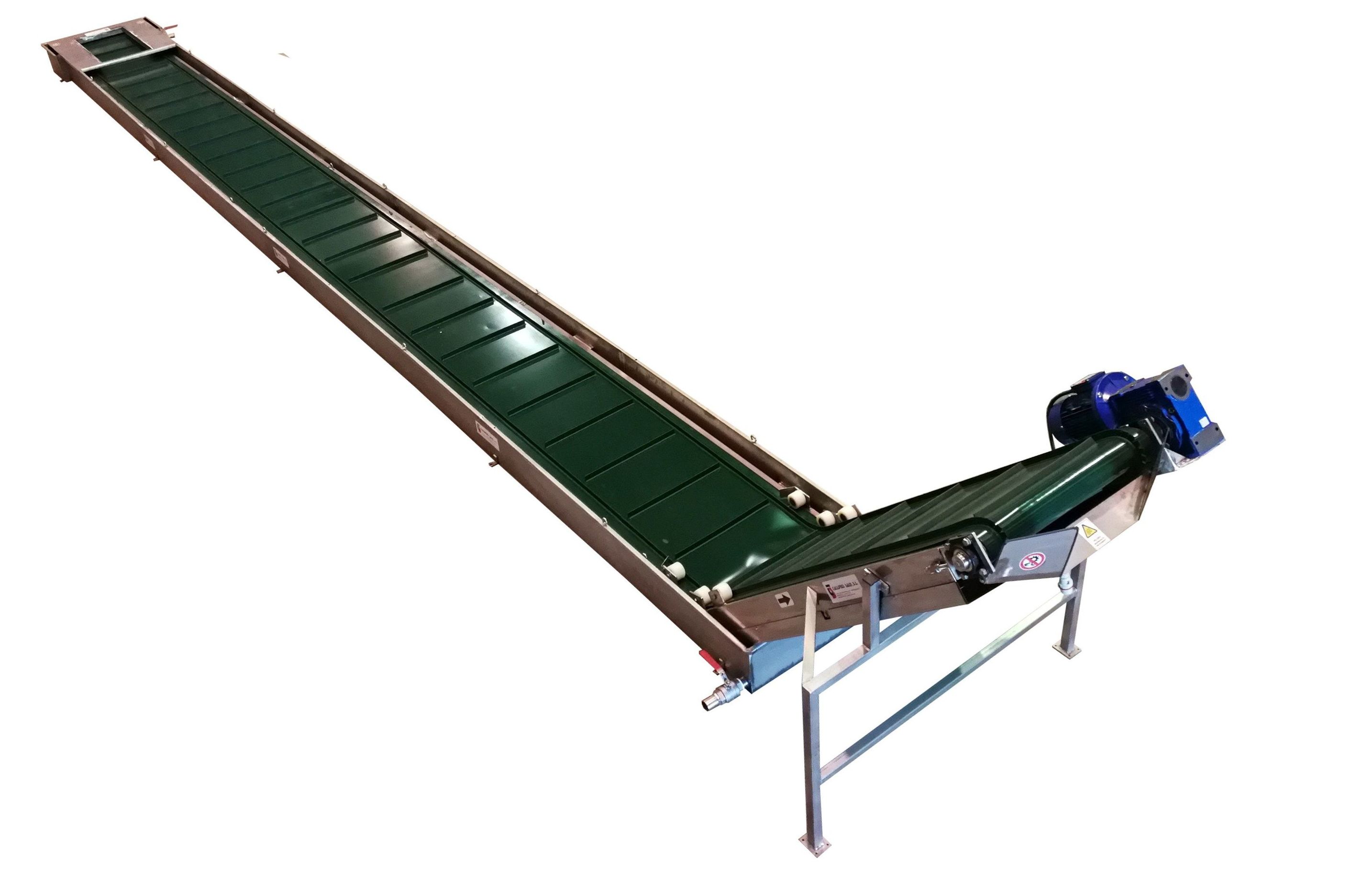 Cinta Transportadora Inox PVC inundada en deposito para enfriamiento Cinta Transportadora Inox PVC inundada en deposito para enfriamiento