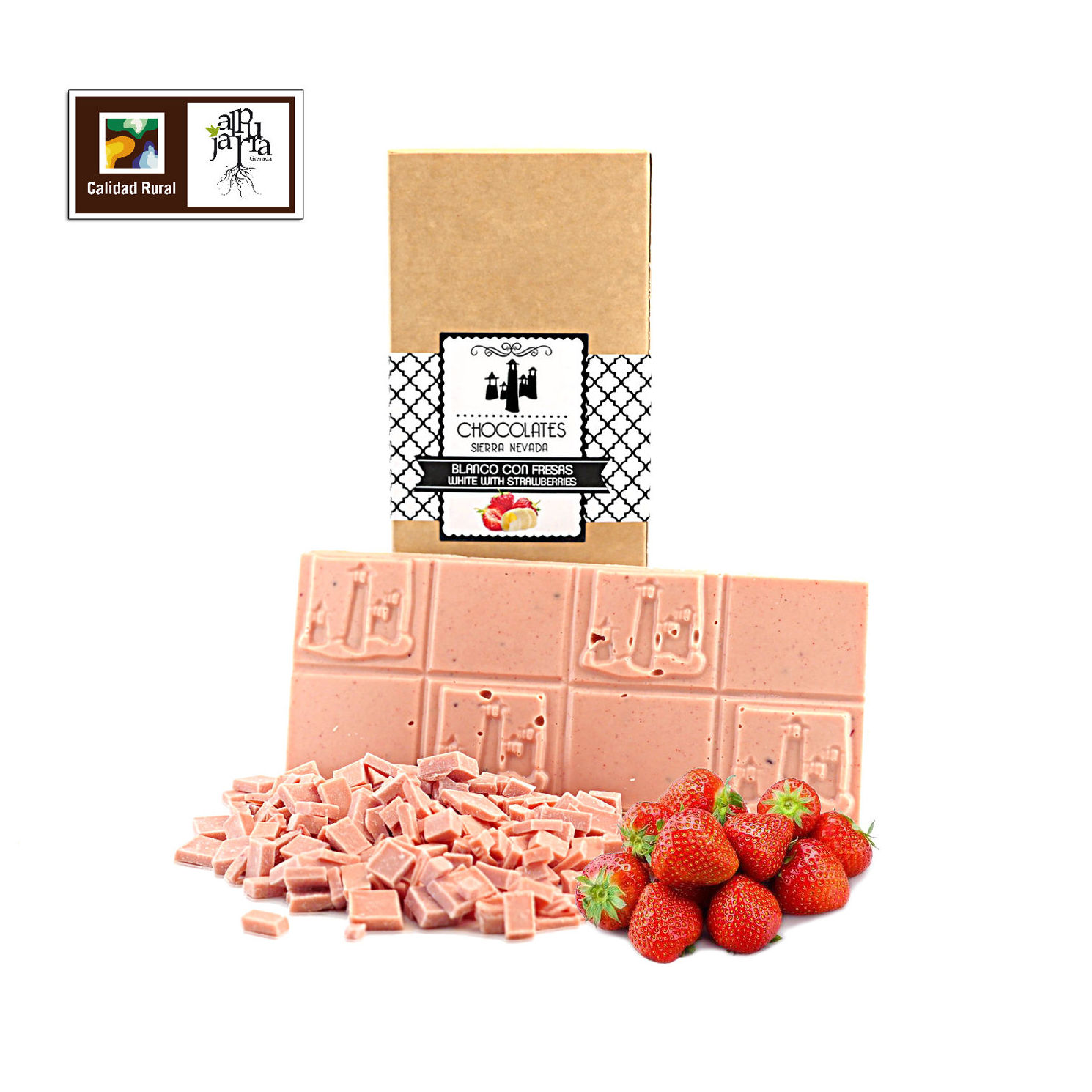 Tableta artesana de chocolate blanco con fresas: Nuestros productos de Chocolates Sierra Nevada