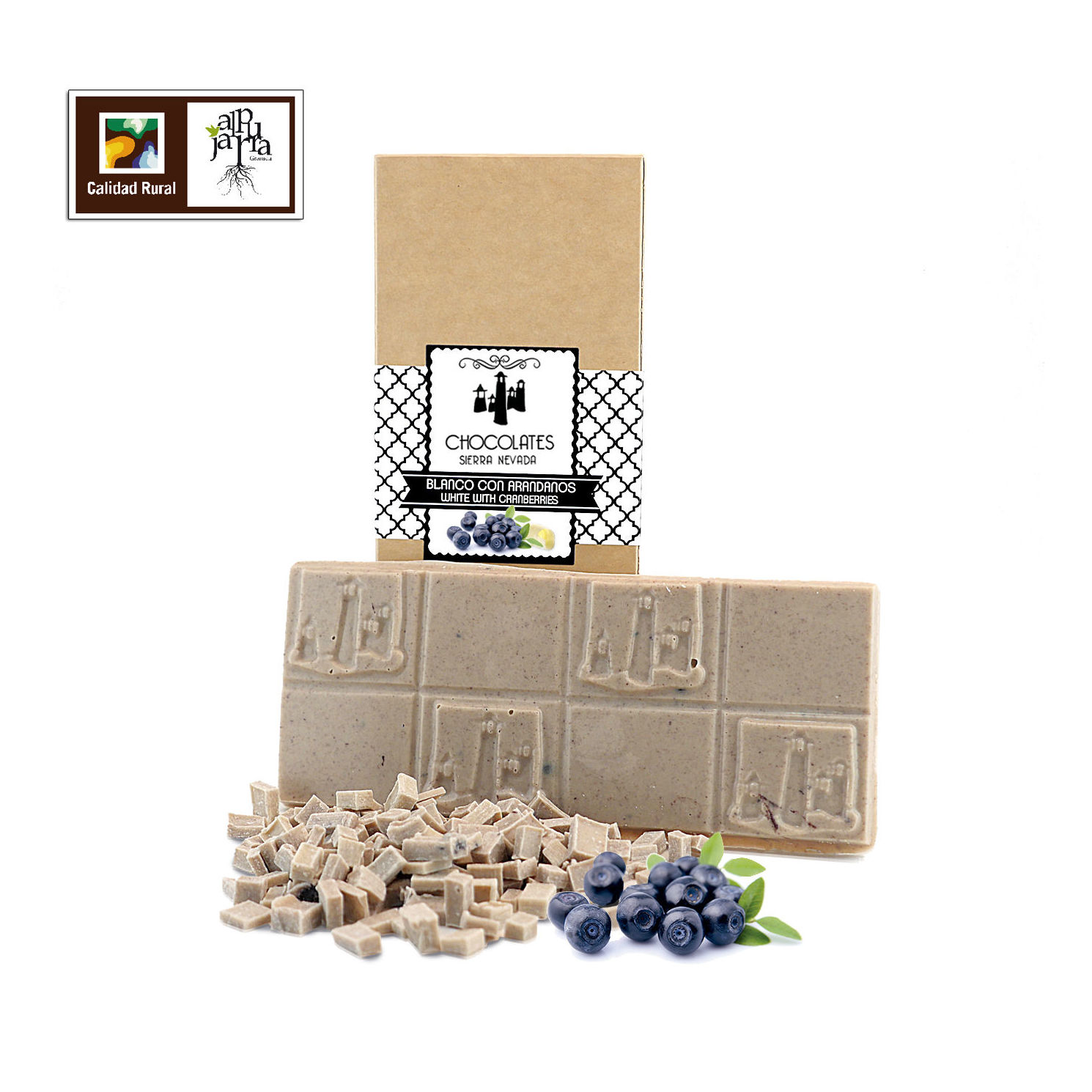 Tableta artesana de chocolate blanco con arándanos: Nuestros productos de Chocolates Sierra Nevada