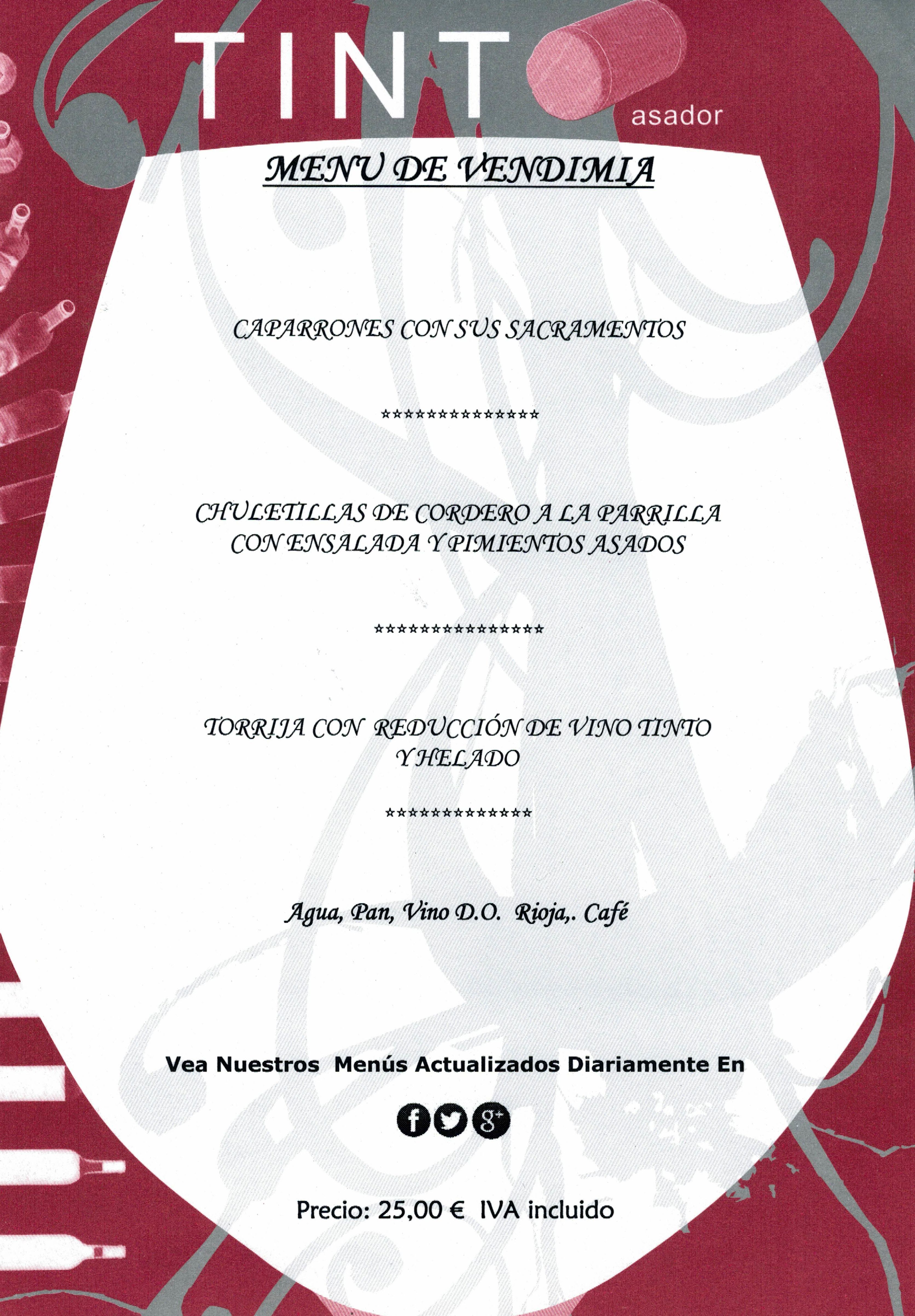 Menu de Vendimia Menu de Vendimia