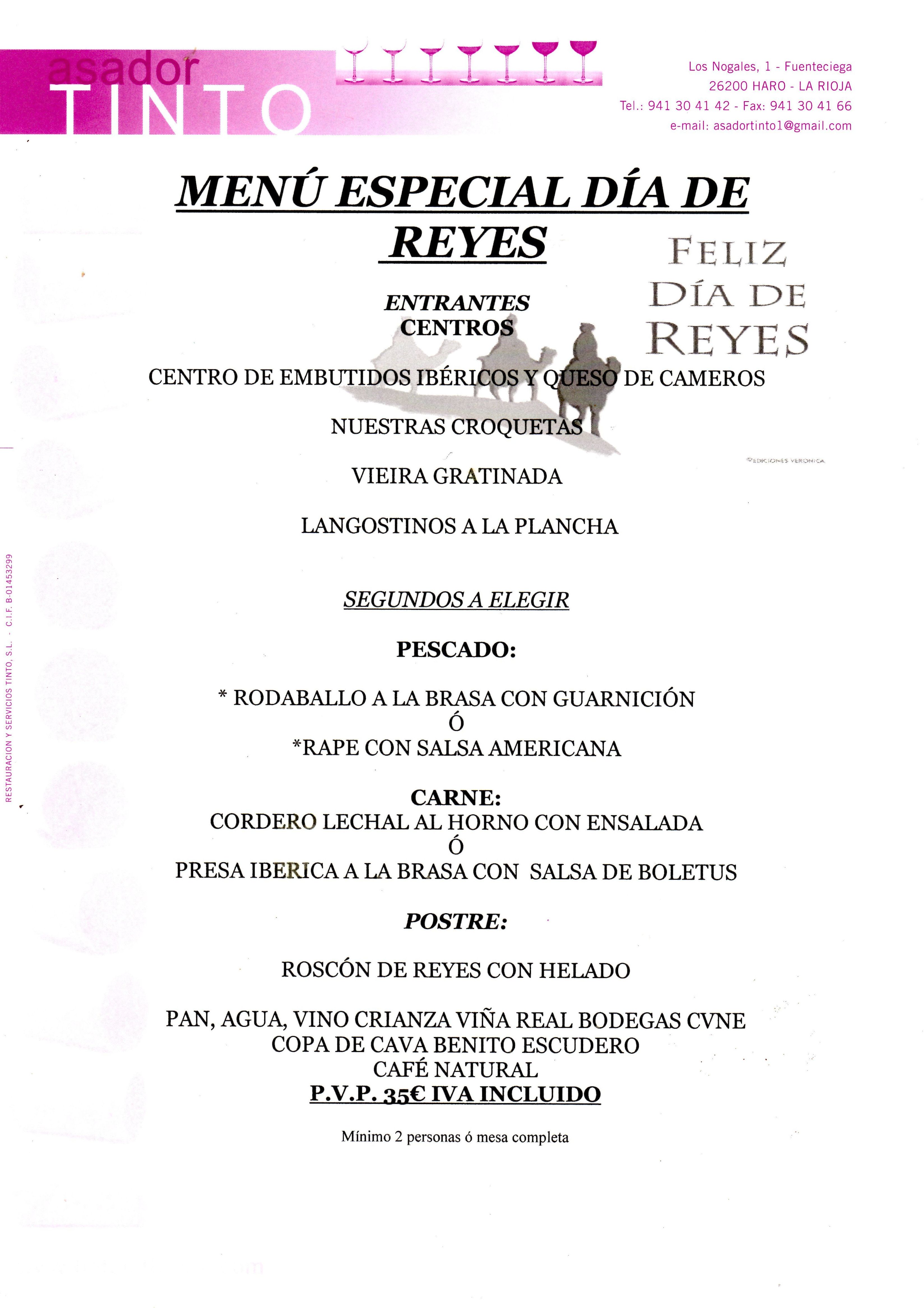 MENU DIA DE REYES MENU DIA DE REYES