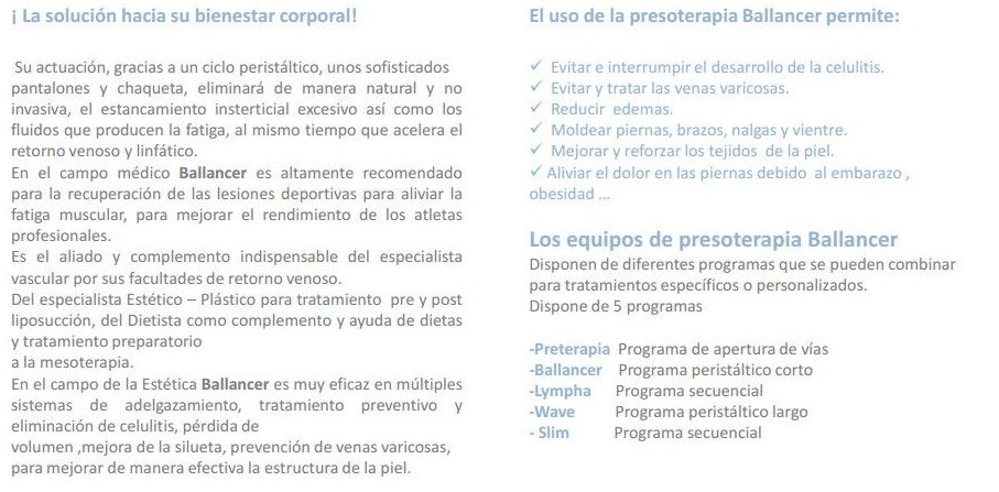 Tratamientos de presoterapia Ballancer en Madrid Tratamientos de presoterapia Ballancer en Madrid